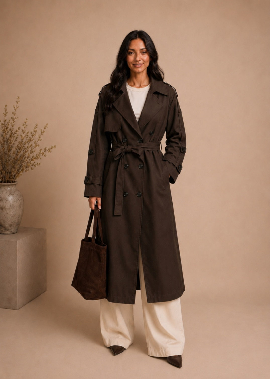 Élise Trench Coat – Chocolate Brown