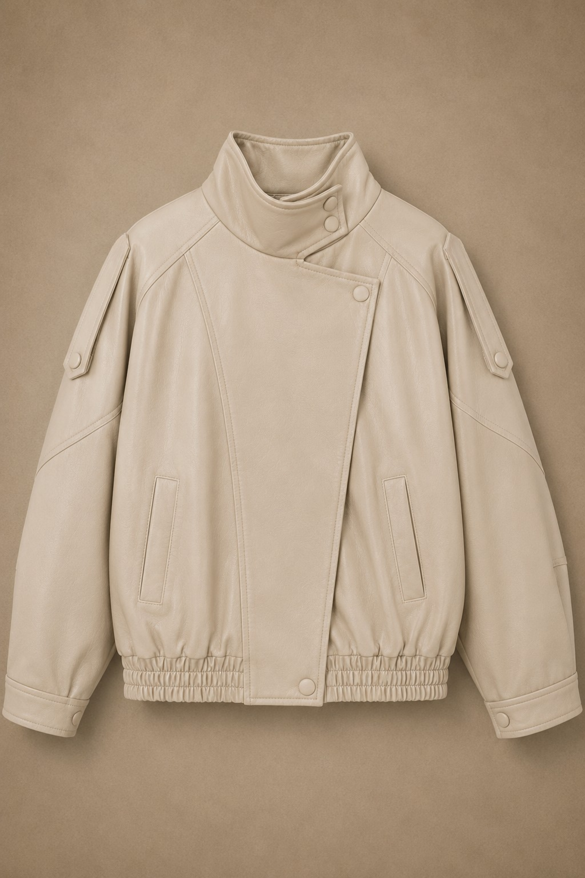 Élodie Faux Leather Jacket – Beige