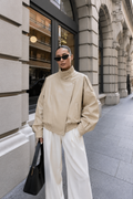 Élodie Faux Leather Jacket – Beige